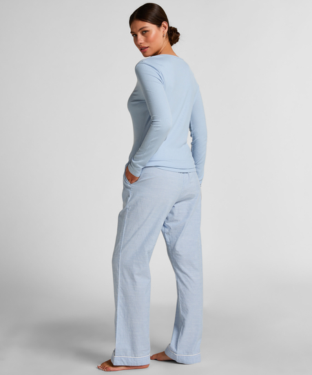 Haut de pyjama &agrave; manches longues Henley, Bleu