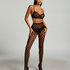 Panty fishnet Hearts, Zwart