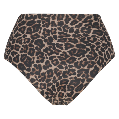 Hoog Brazilian bikinibroekje Leopard, Beige