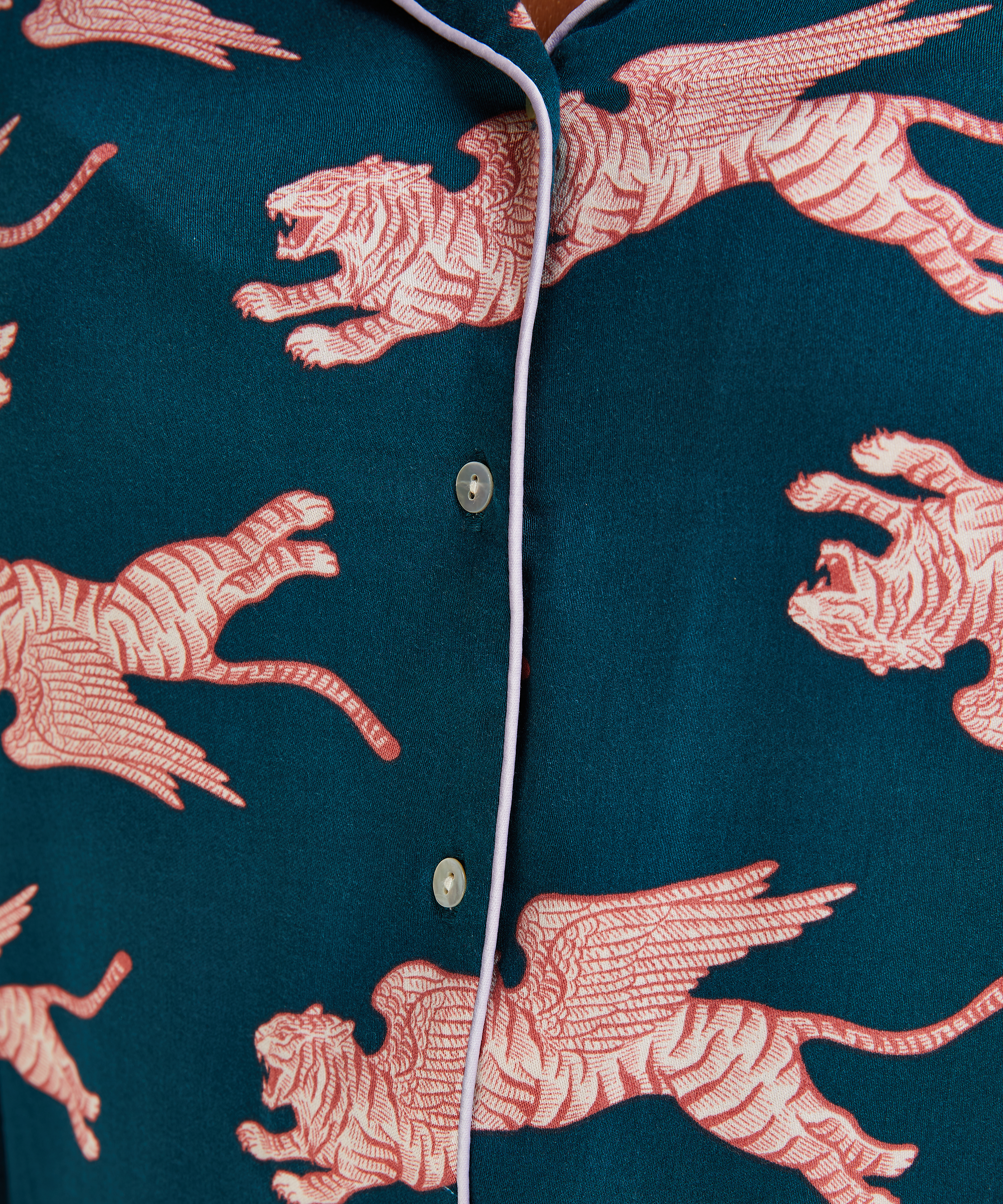 Veste de pyjama manches longues Woven, Bleu, main