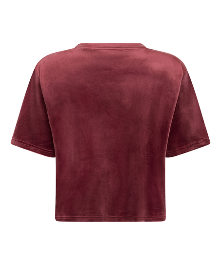 Top Velours Pocket, Rood
