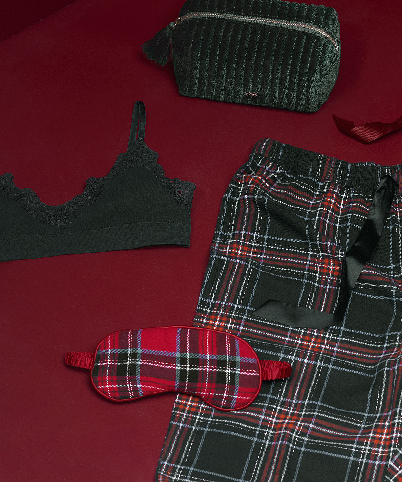 Slaapmasker Flanel, Rood, main