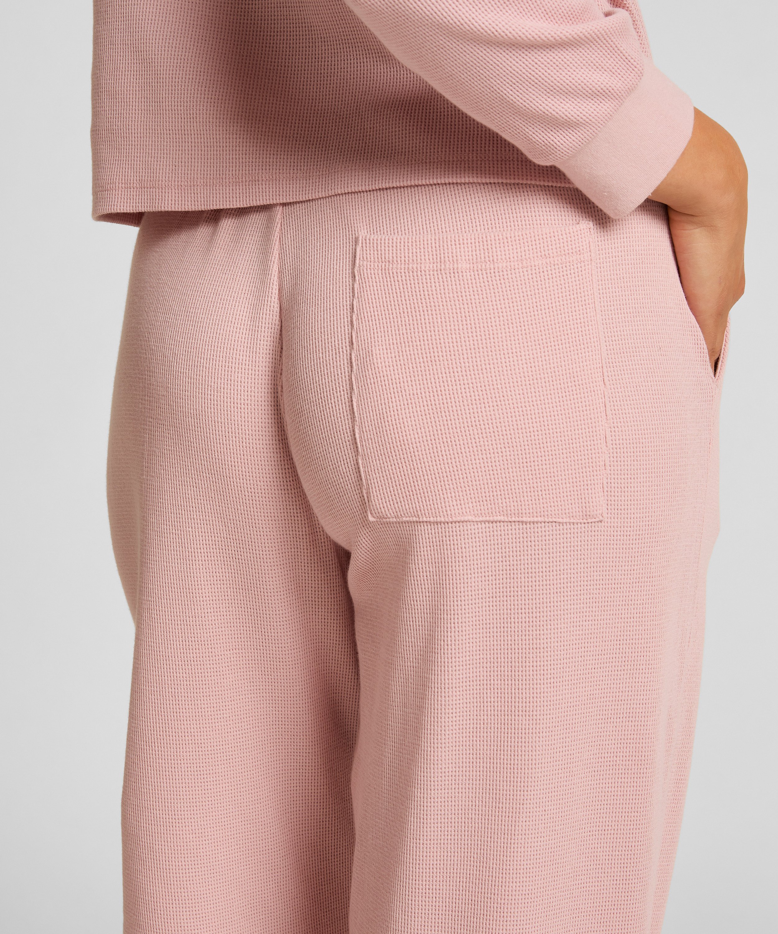 Joggingbroek van wafelstof, Roze, main