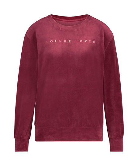Top Velours lange mouwen, Rood