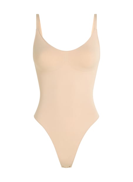 Naadloze corrigerend hoog uitgesneden body, Beige