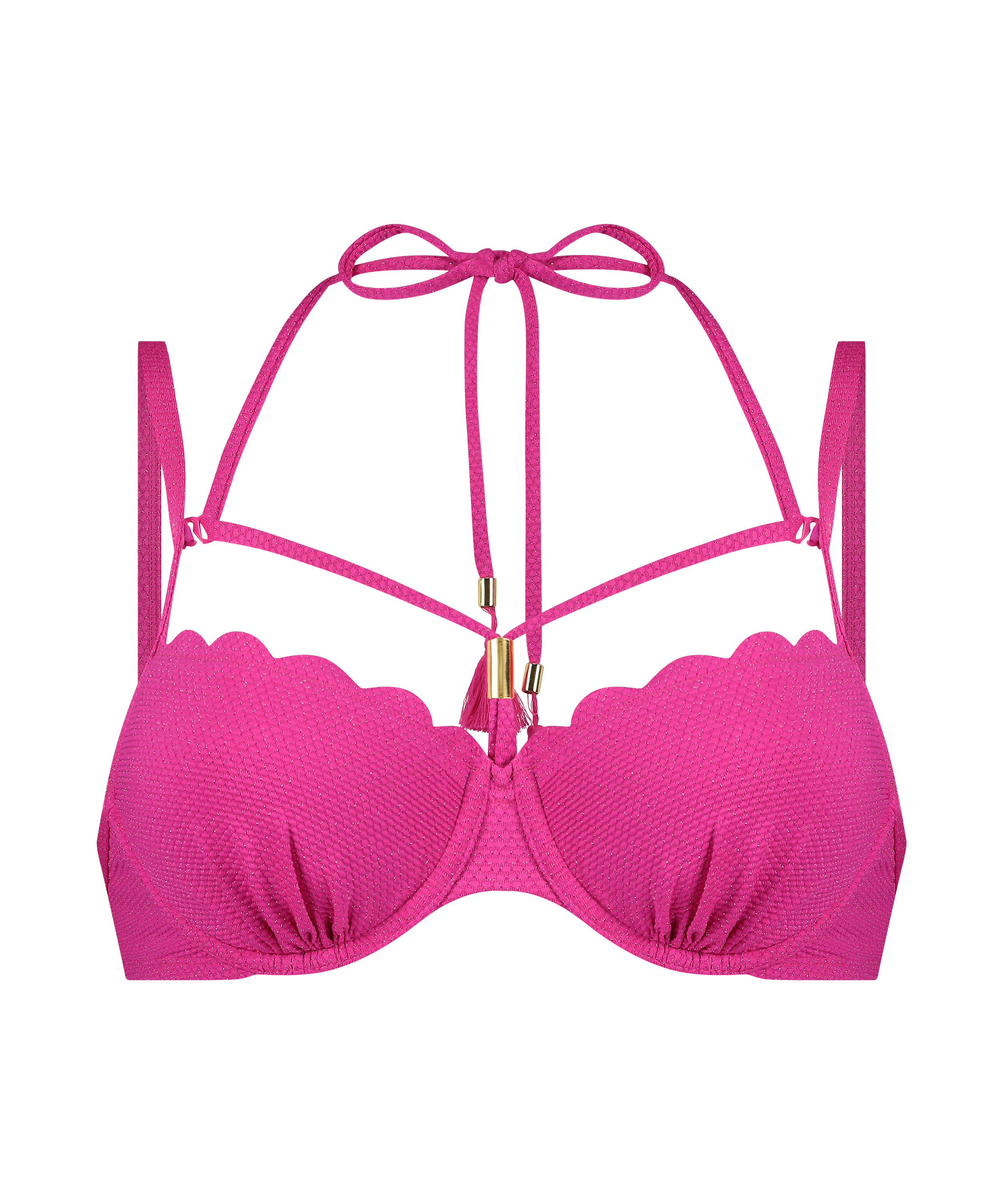 Haut de bikini Lurex Scallop, Rose, main