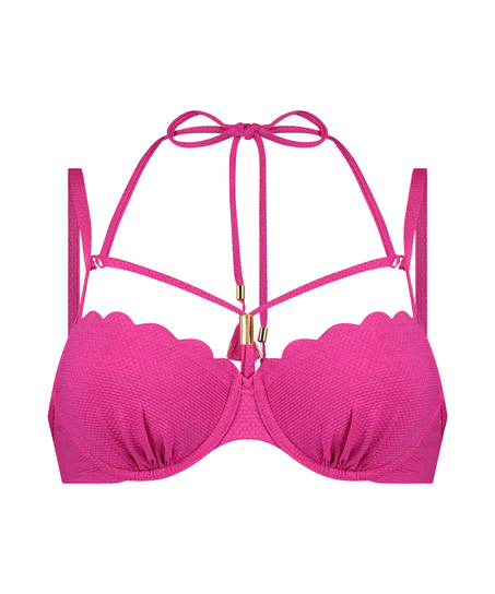 Haut de bikini Lurex Scallop, Rose