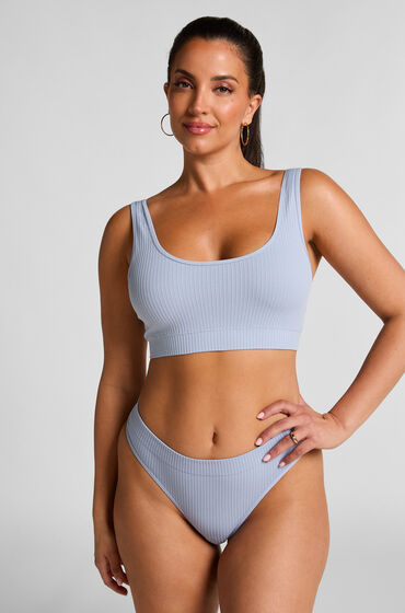 Hunkemöller Hoog Uitgesneden String Dianne Blauw