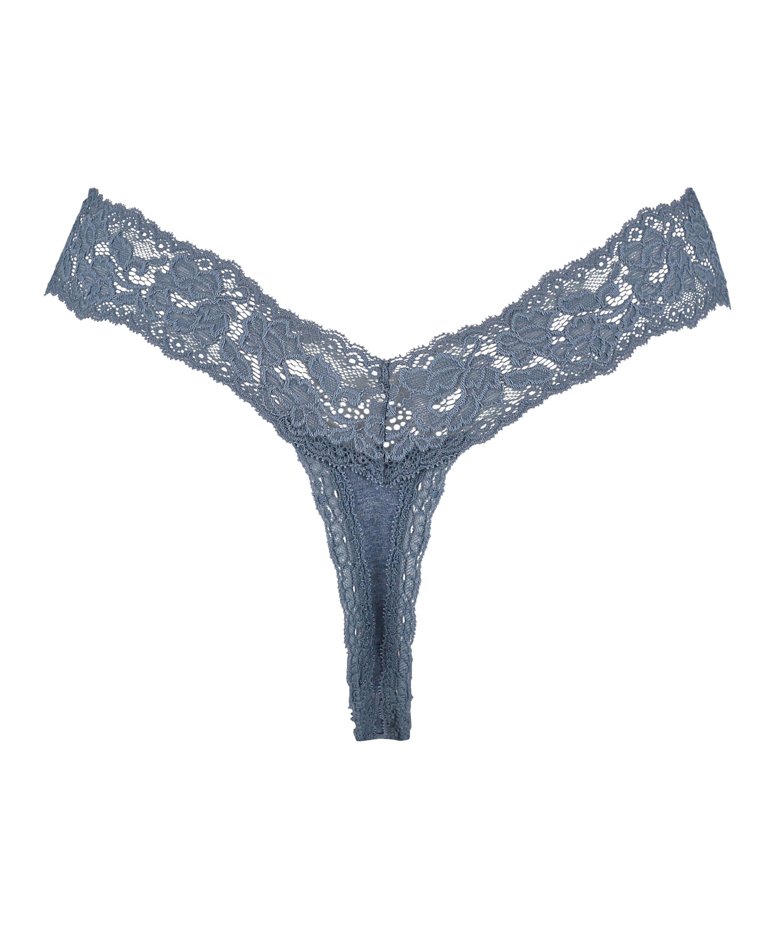 String taille extra basse en coton, Bleu, main