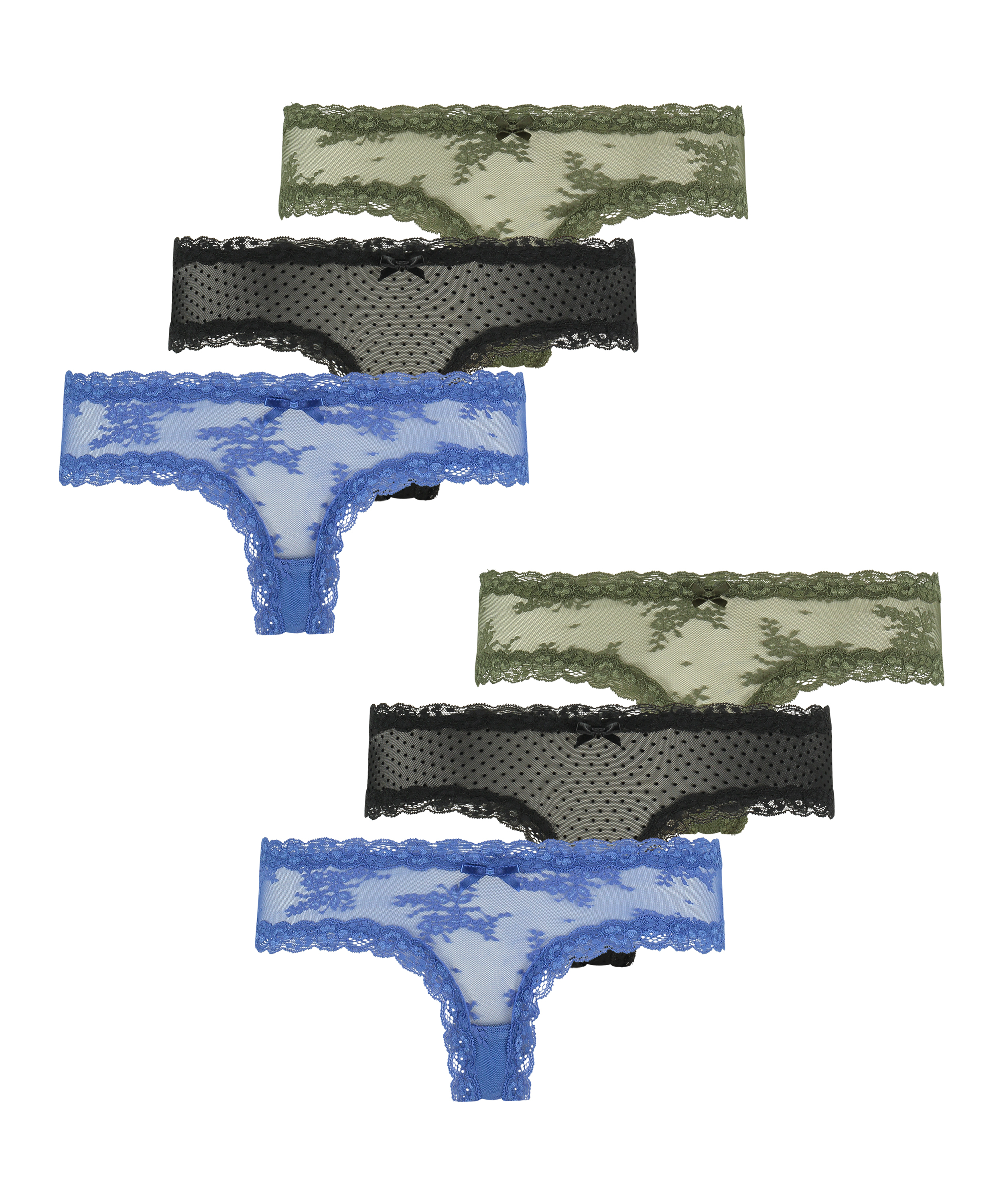 Lot de 6 Slip brésilien V-shape mesh, Bleu, main