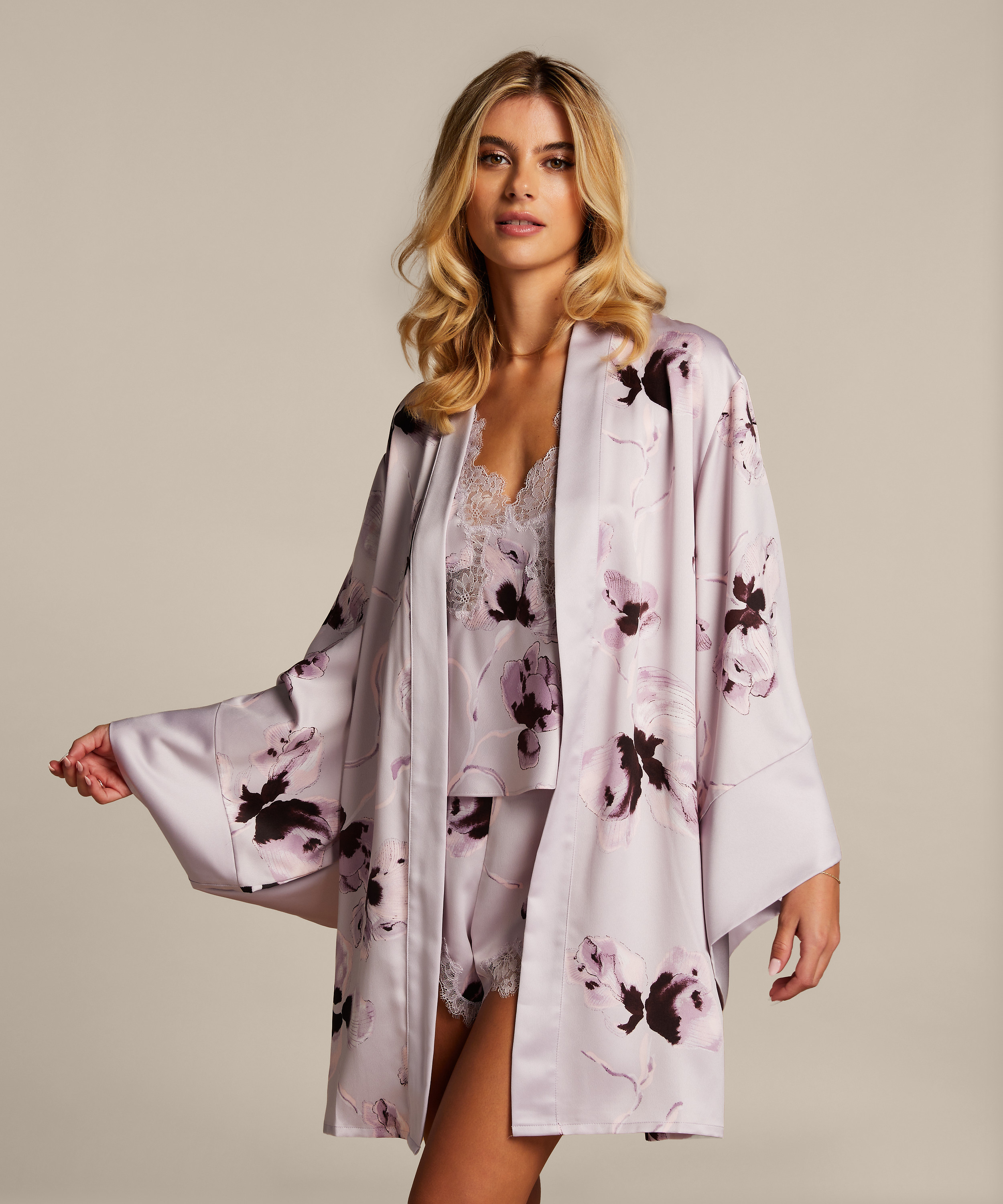 Kimono Satin, Paars, main
