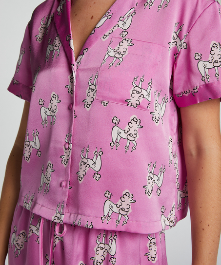 Veste à manches courtes en satin, Pourpre