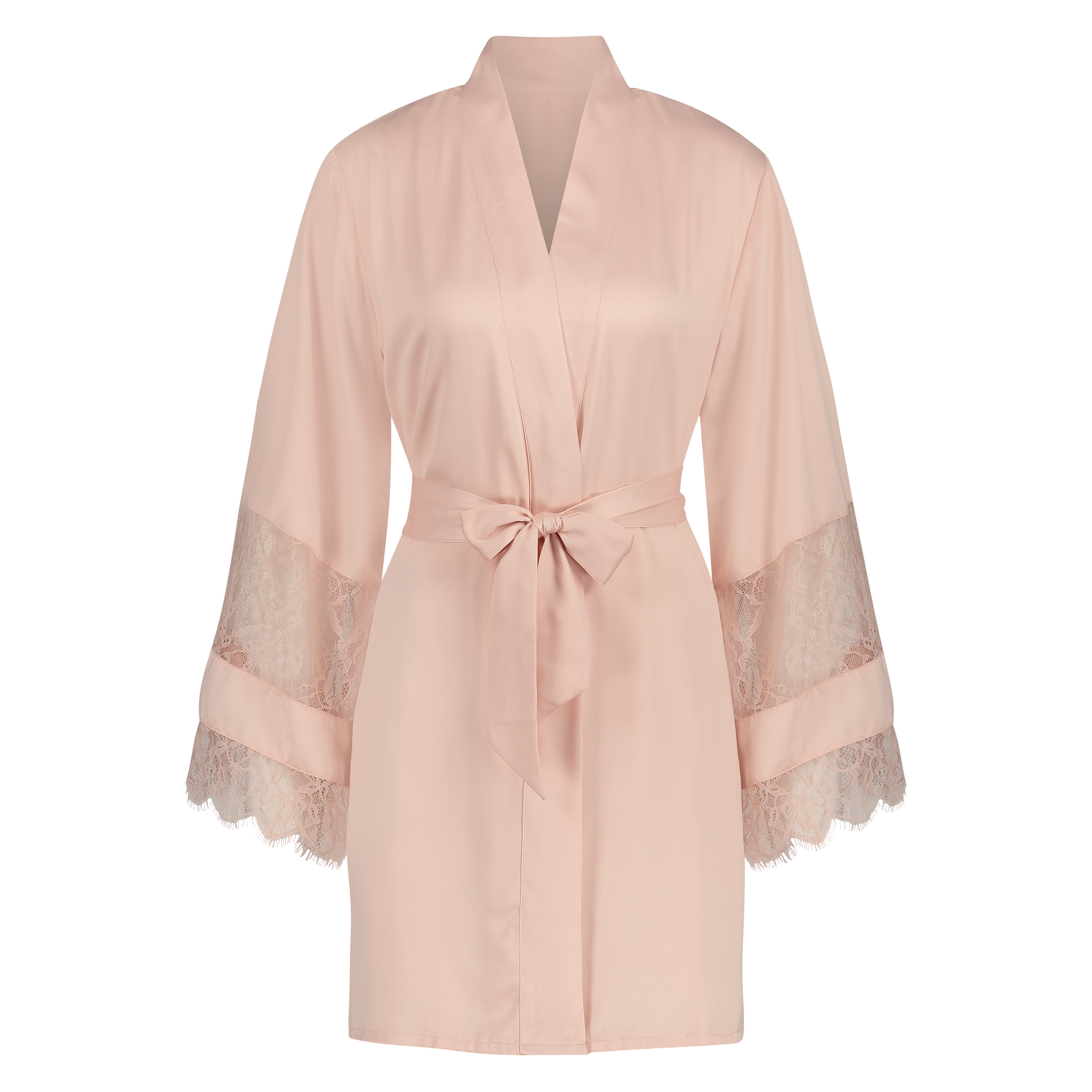 Kimono Satin en dentelle, Rose, main