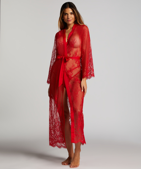 Lange Kimono Allover Lace, Rood