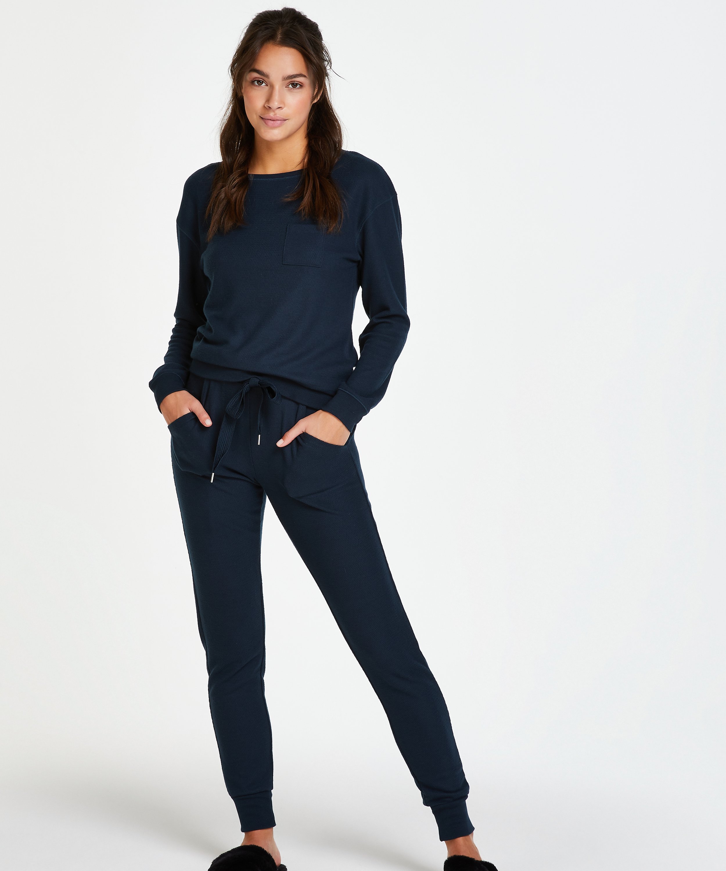 Pyjama waffle, Bleu, main