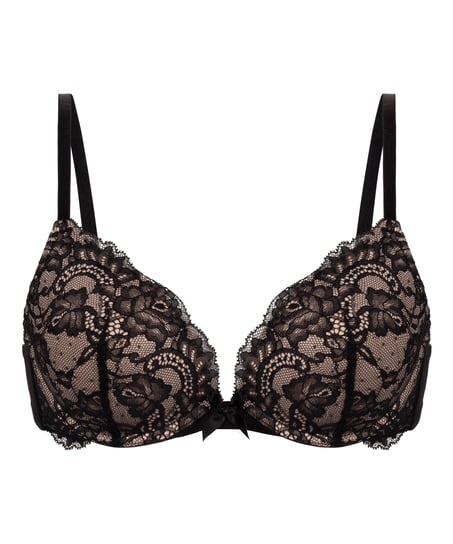 Voorgevormde push-up beugel bh Teddy, Zwart