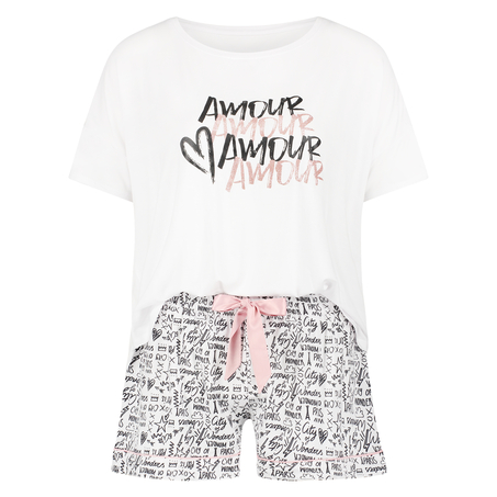Korte pyjama set, Wit