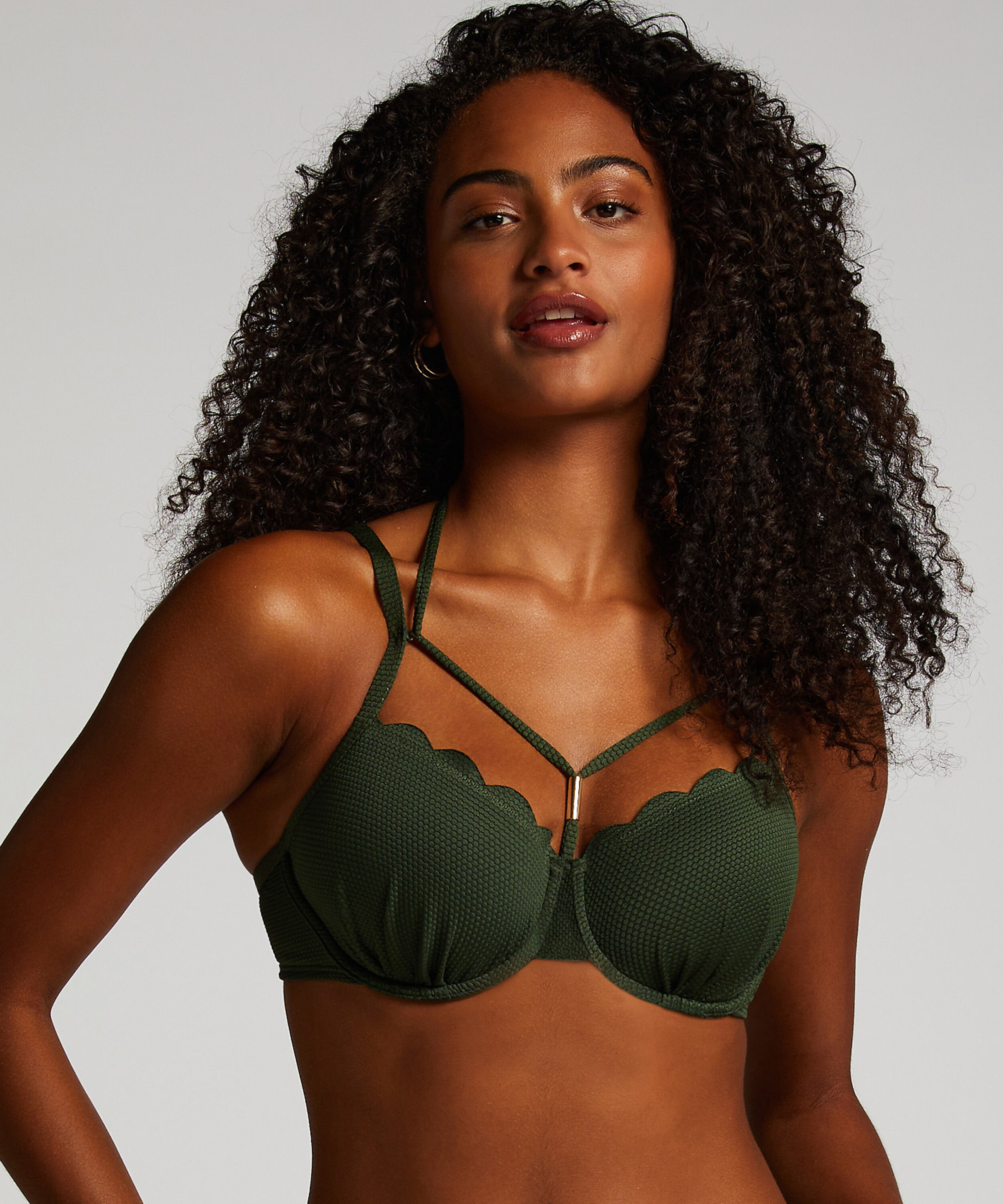 Haut de bikini préformé à armatures Scallop, Vert