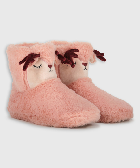 Pantoffels rendier Luna, Roze