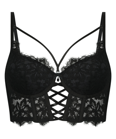 Soutien-gorge à armatures longline push-up préformé Char, Noir