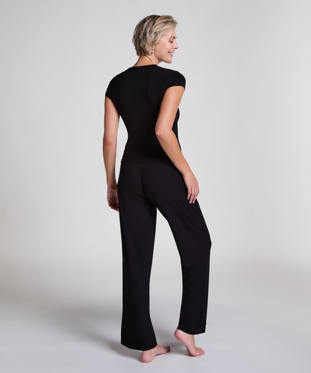 Pyjamatop Rib Essential, Zwart