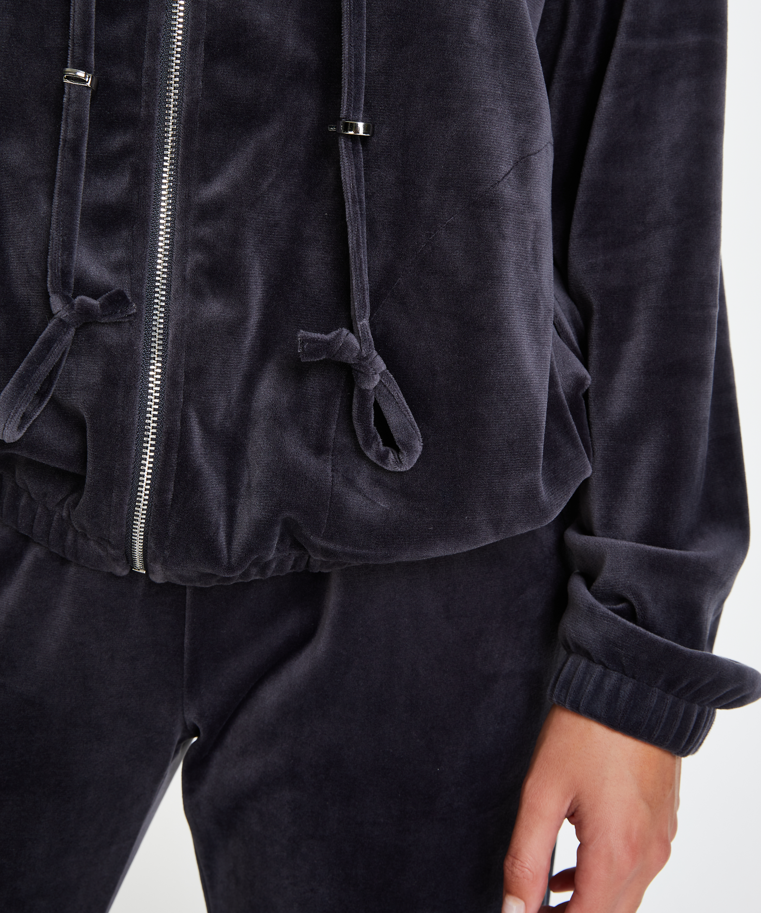 Hoodie en velours, Gris, main
