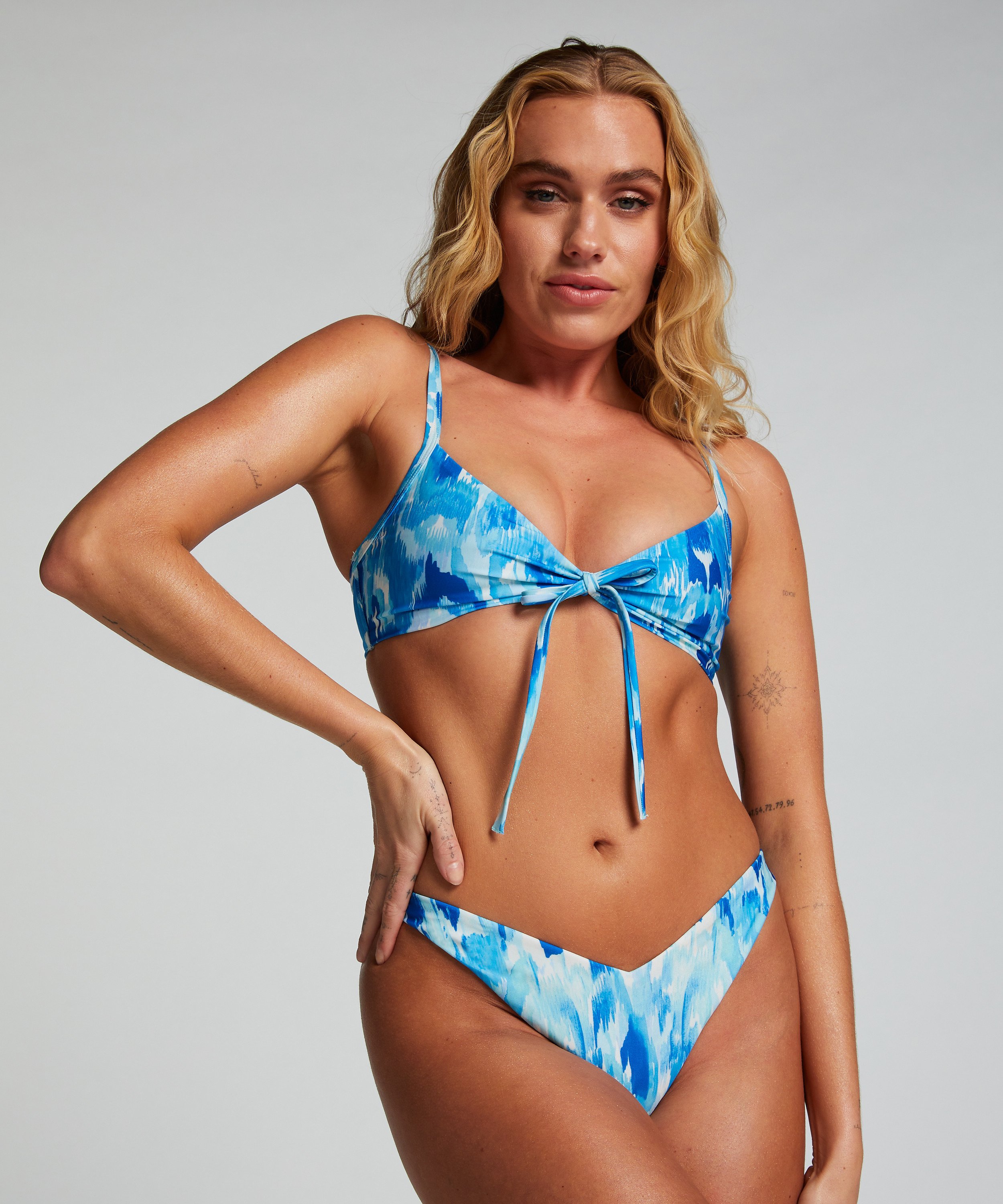 Slip de Bikini Échancrés Paraguay, Bleu, main