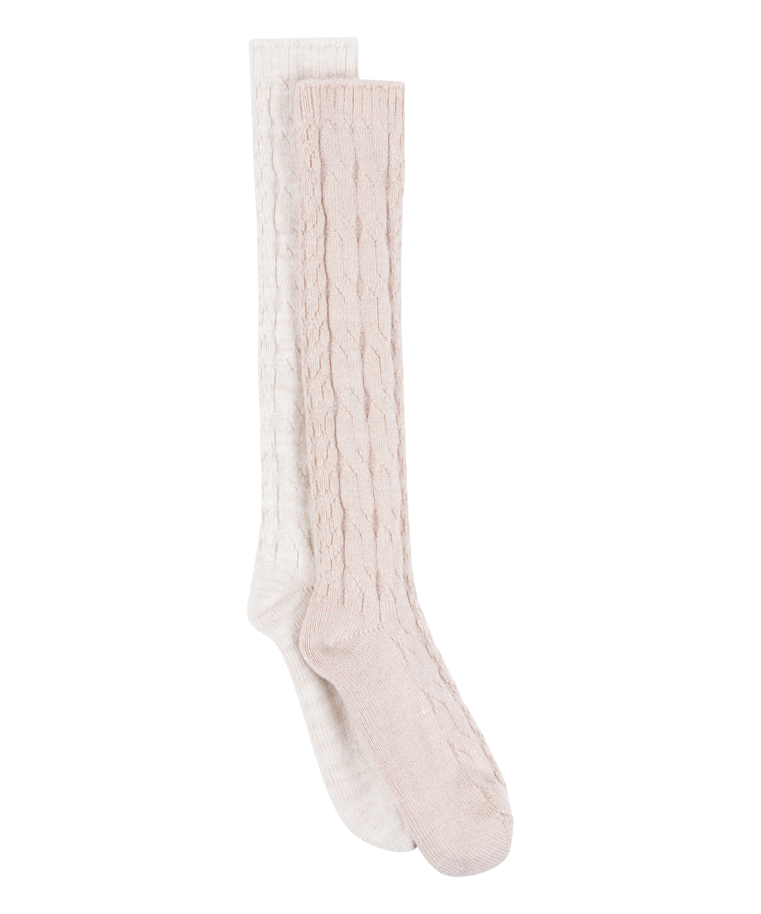 2 paires de chaussettes longues, Beige, main