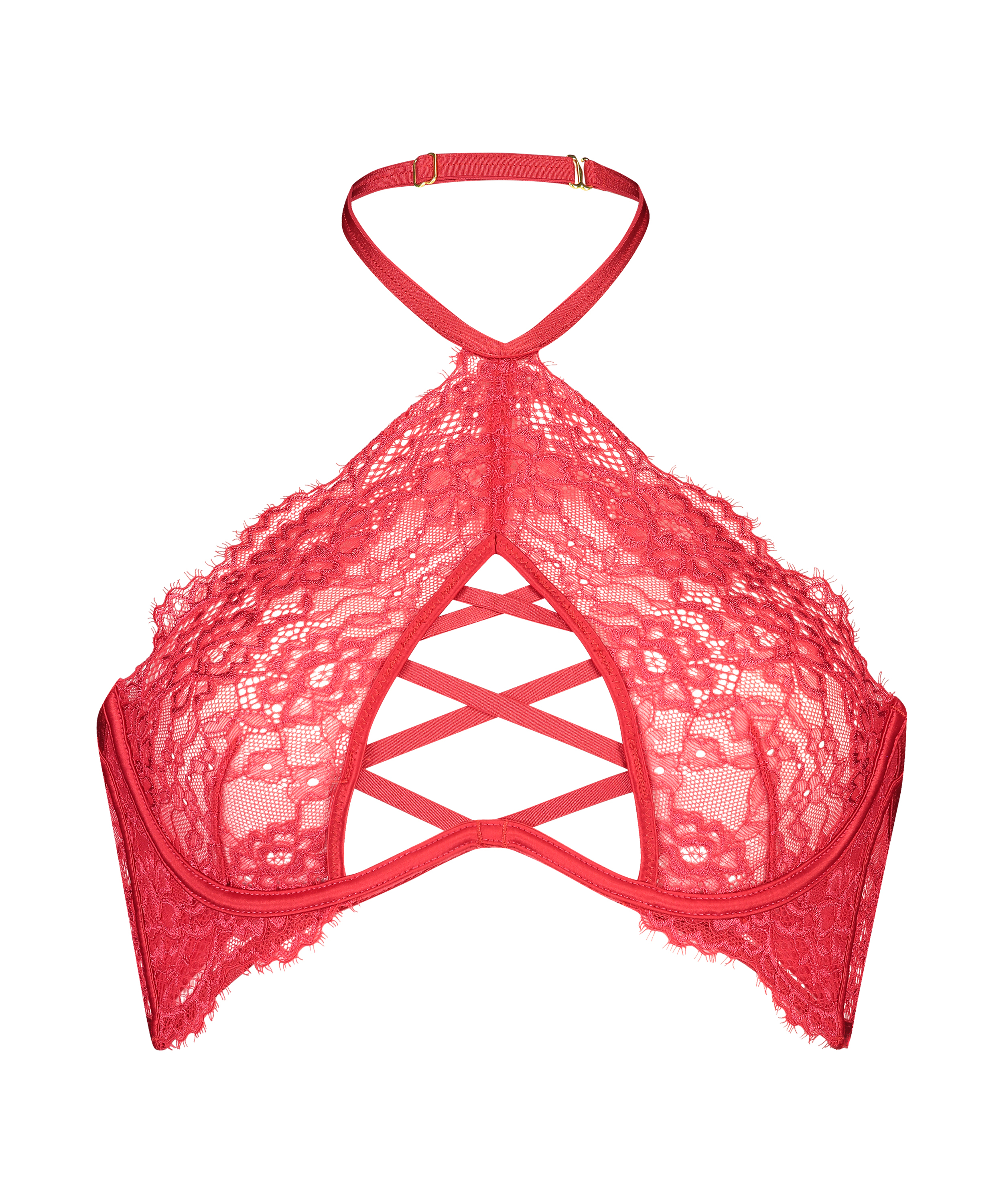 Soutien-gorge à armatures non-préformé col licou Eve, Rouge, main