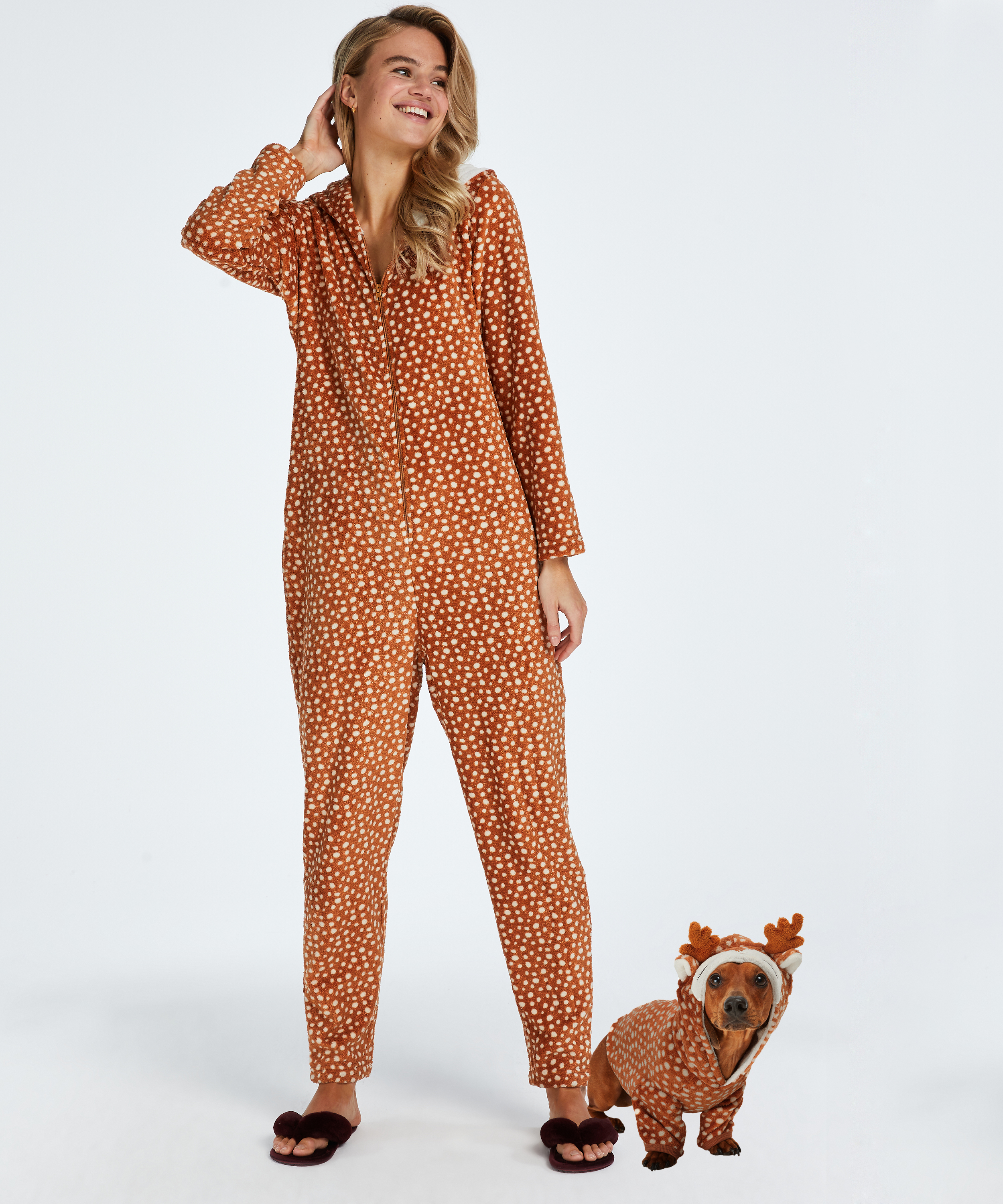 Onesie Polaire Renne, Brun, main