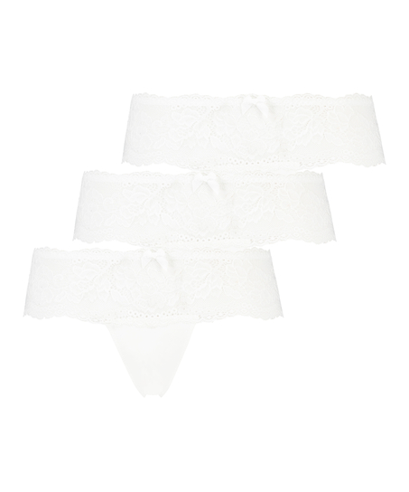 Lot de 3 boxers string Florence, Blanc