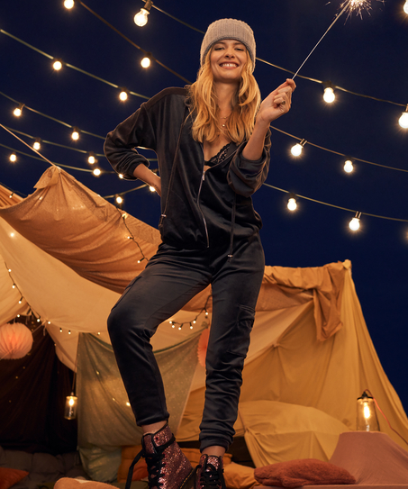 Joggingbroek Velours Cargo, Grijs