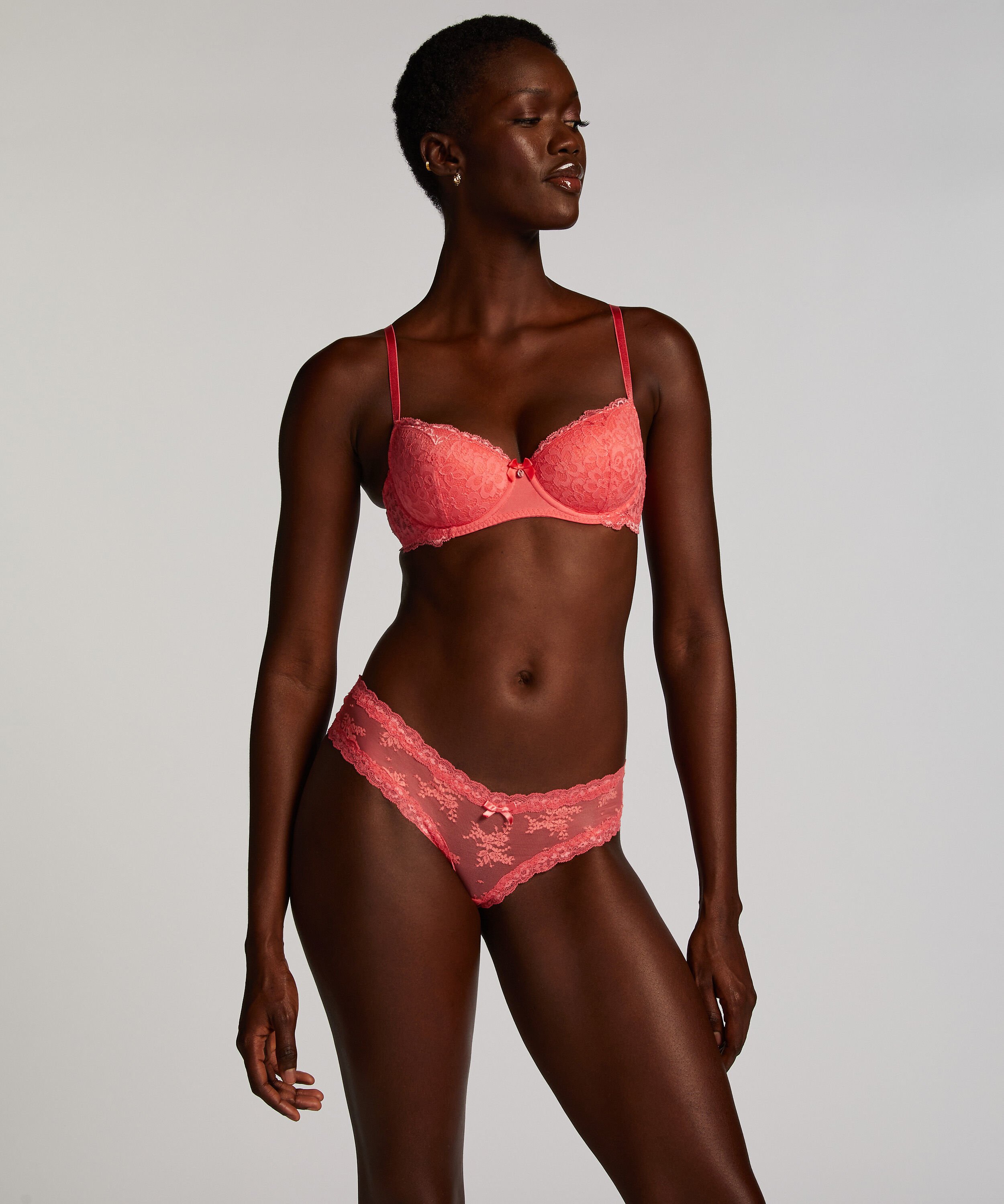 Slip brésilien V-shape mesh, Rose