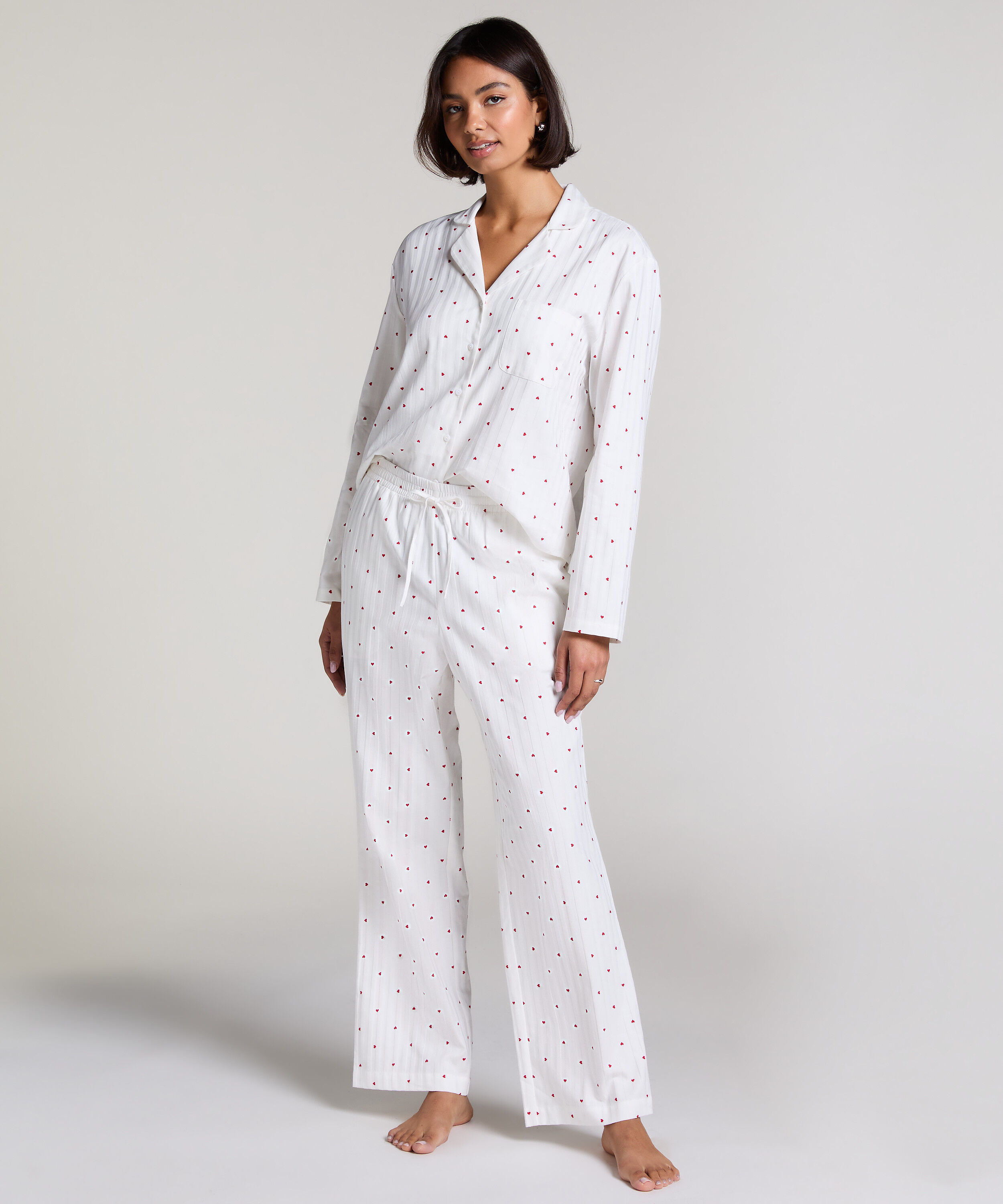 Petite pyjamabroek Jacquard Hearts, Wit