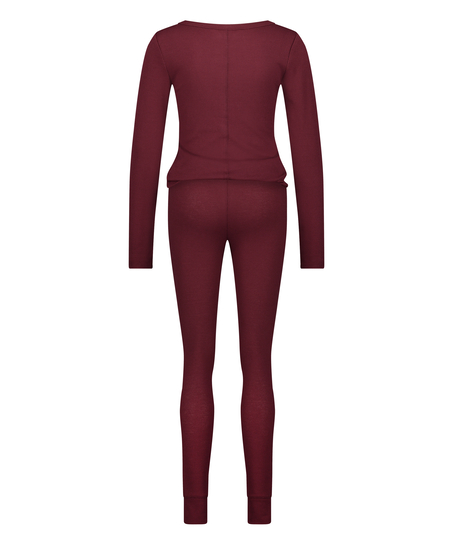 Pyjama Waffle Placket, Pourpre