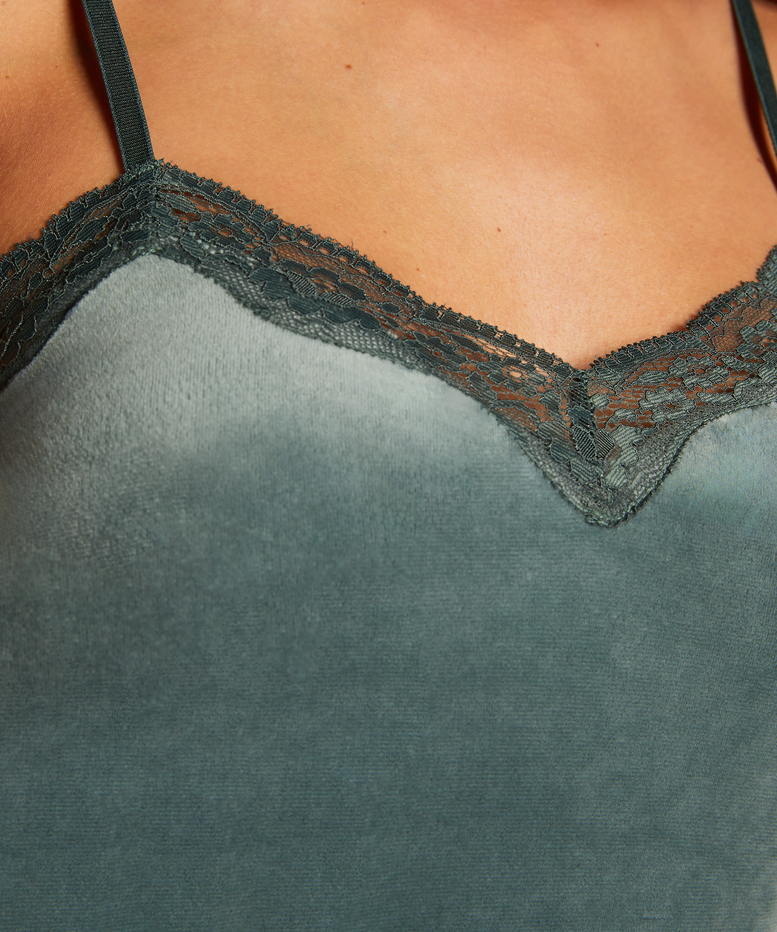 Cami top Velours Lace, Groen, main