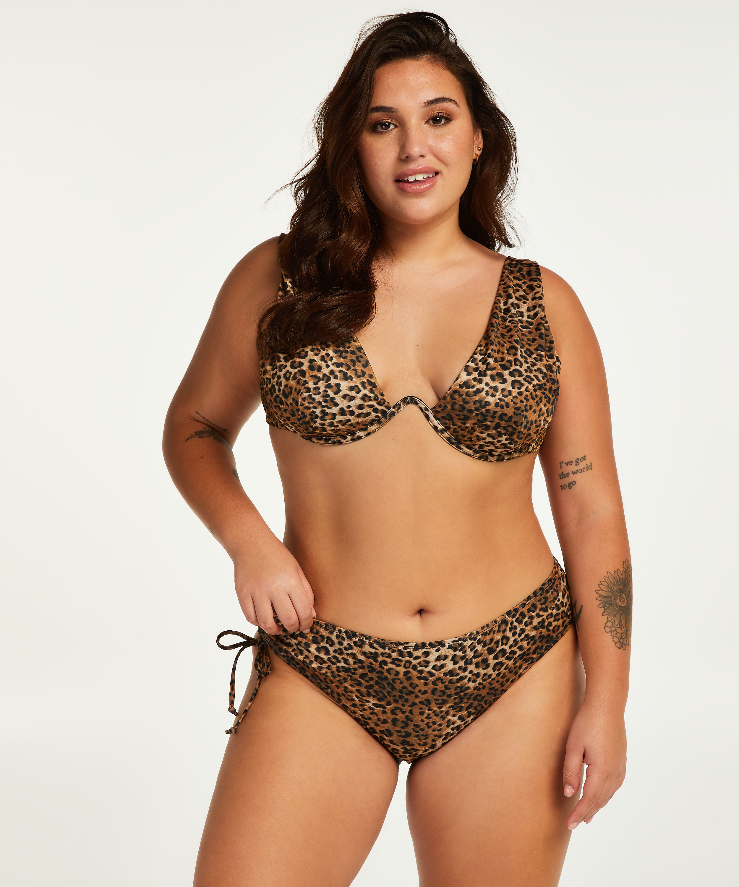 Niet-voorgevormde beugel bikinitop Leopard, Bruin, main