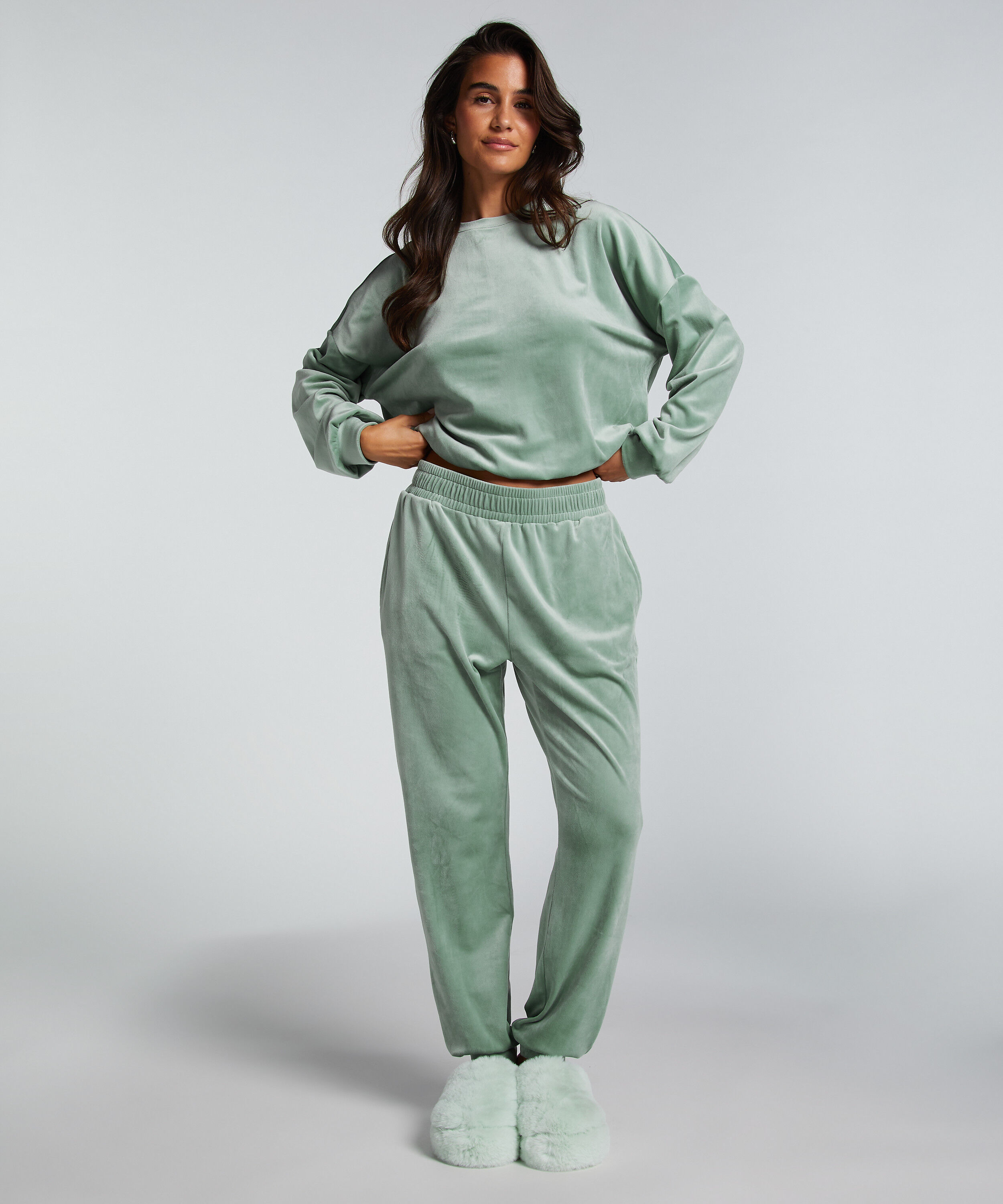Joggingbroek Velours, Groen