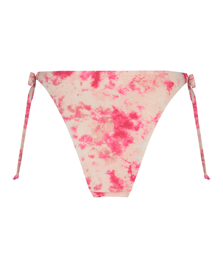 Bas de bikini jambes hautes Tie Dye, Rose