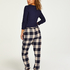 Pyjamabroek Twill Check Cuff, Blauw