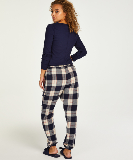 Pyjamabroek Twill Check Cuff, Blauw