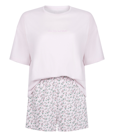 Pyjama Set Cotton Jersey Short, Pourpre
