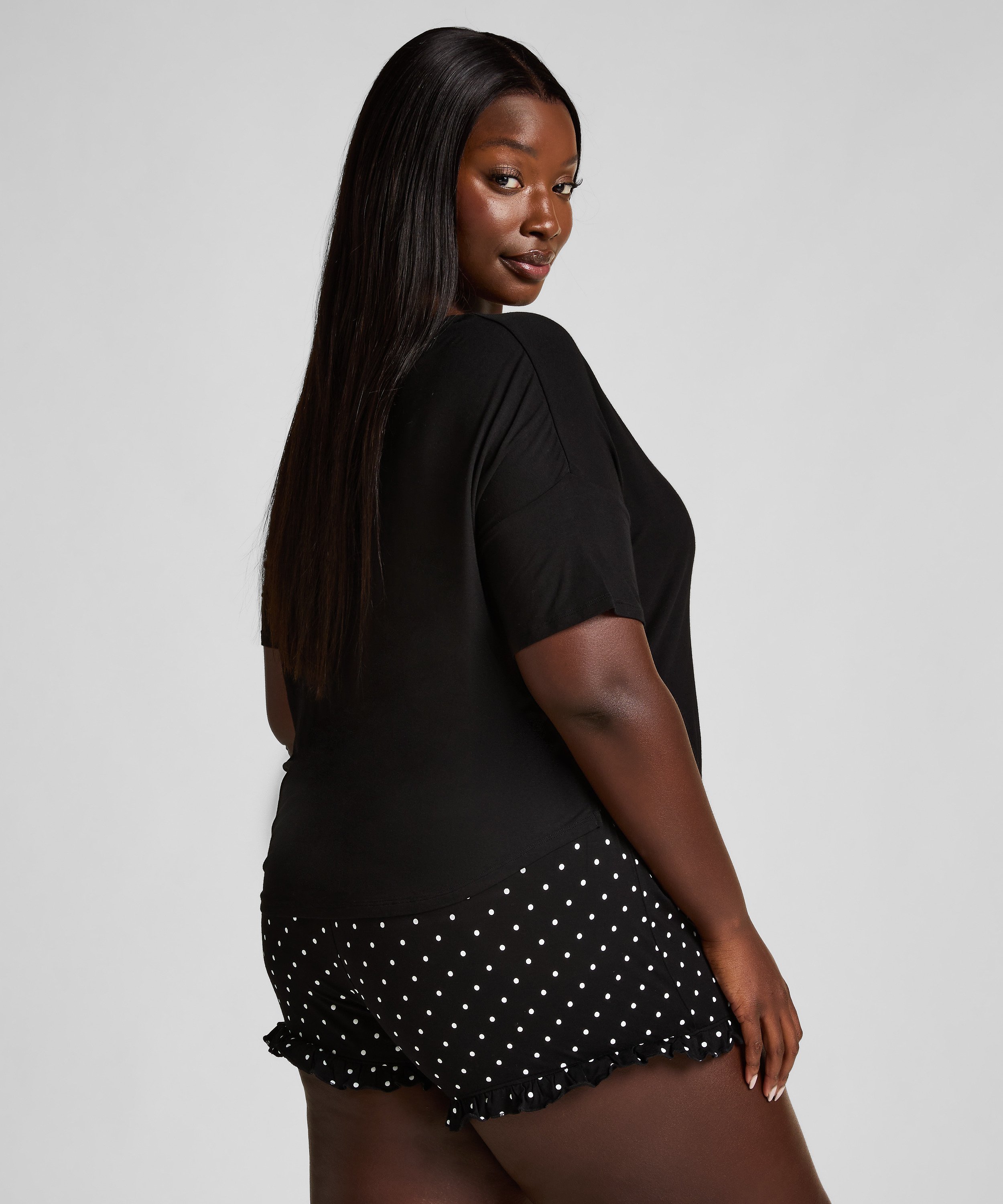 Korte pyjama set, Zwart, main