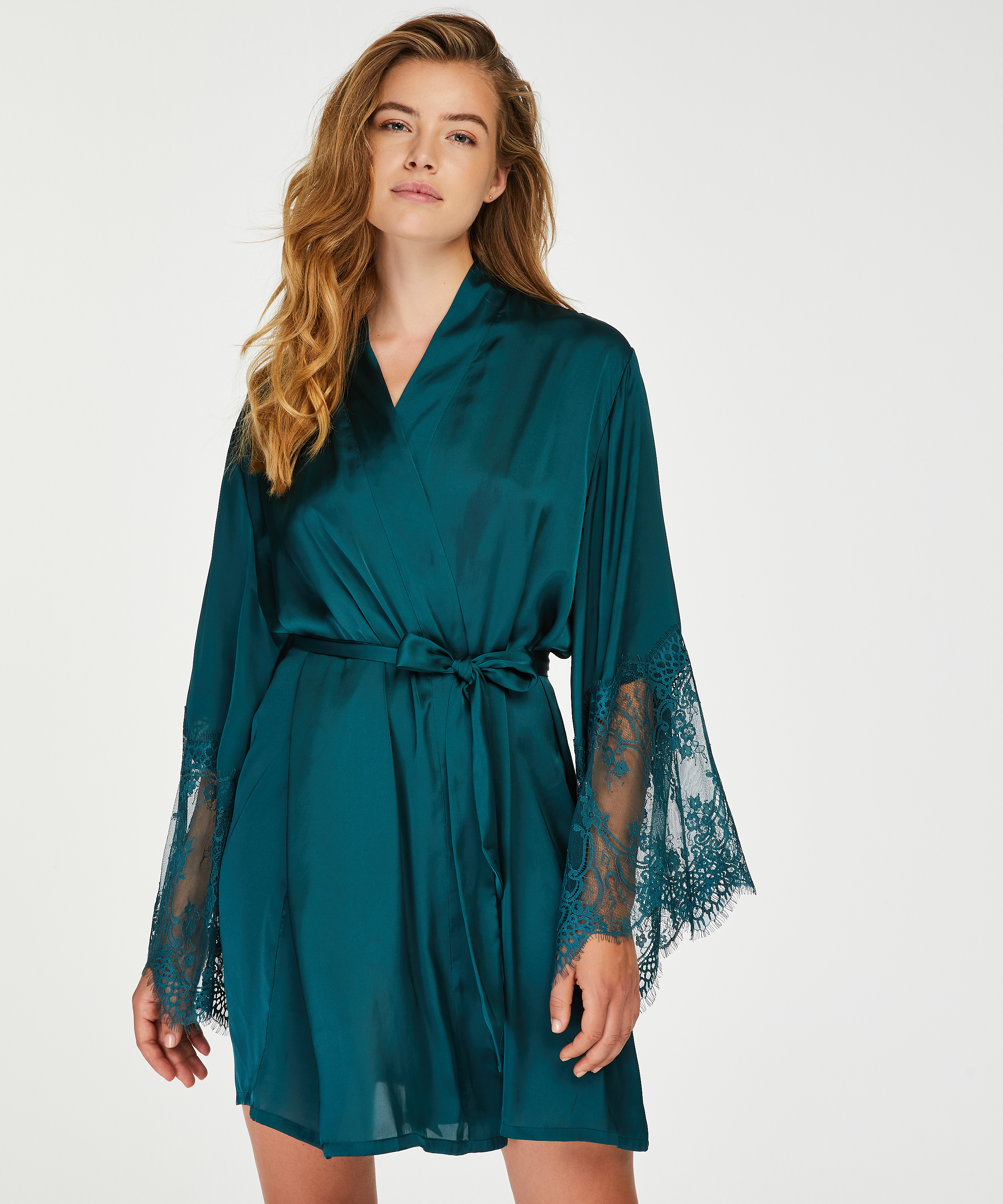 Kimono Satin, Blauw, main
