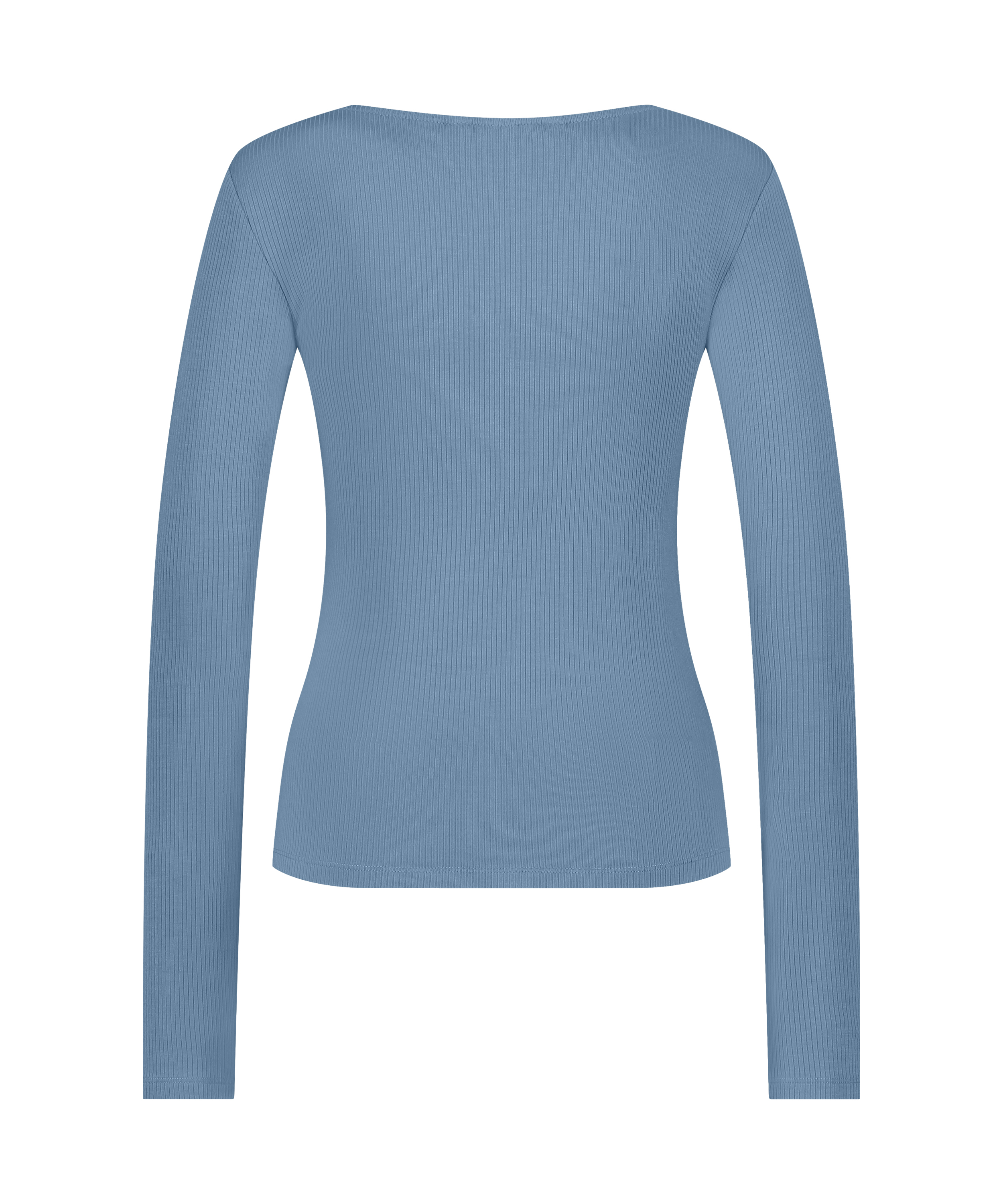 Pyjama top lange mouwen rib, Blauw, main