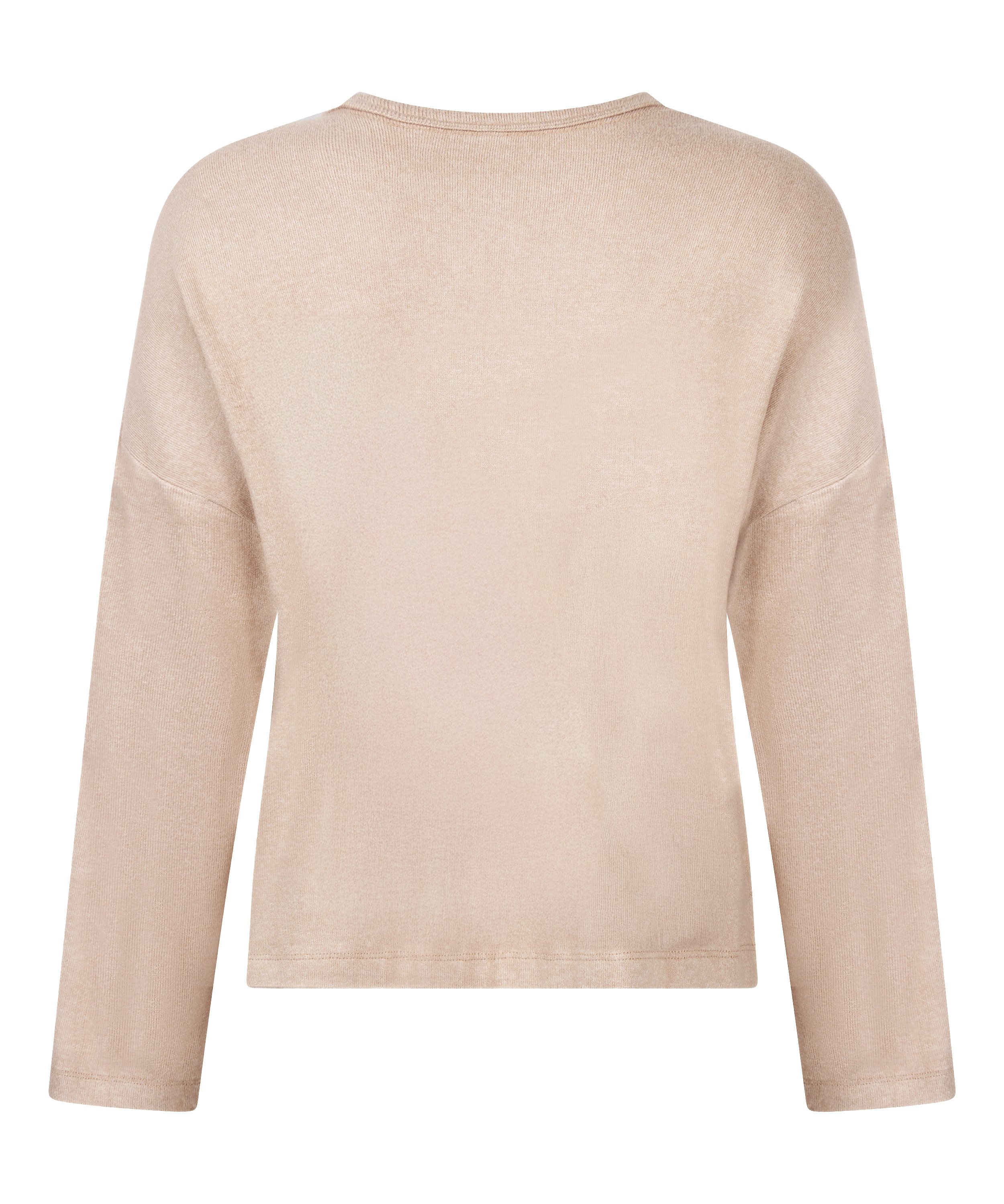 Pyjama top lange mouwen jersey, Beige, main
