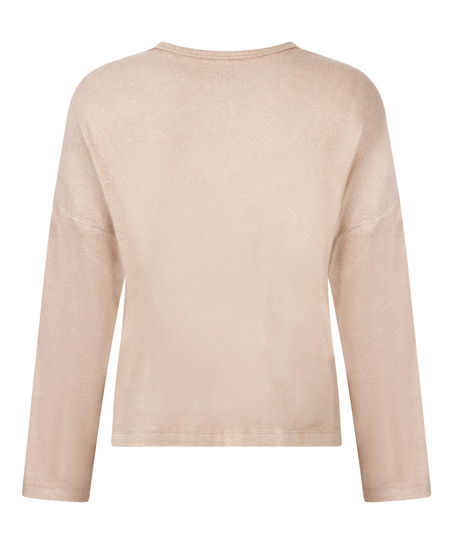 Pyjama top lange mouwen jersey, Beige