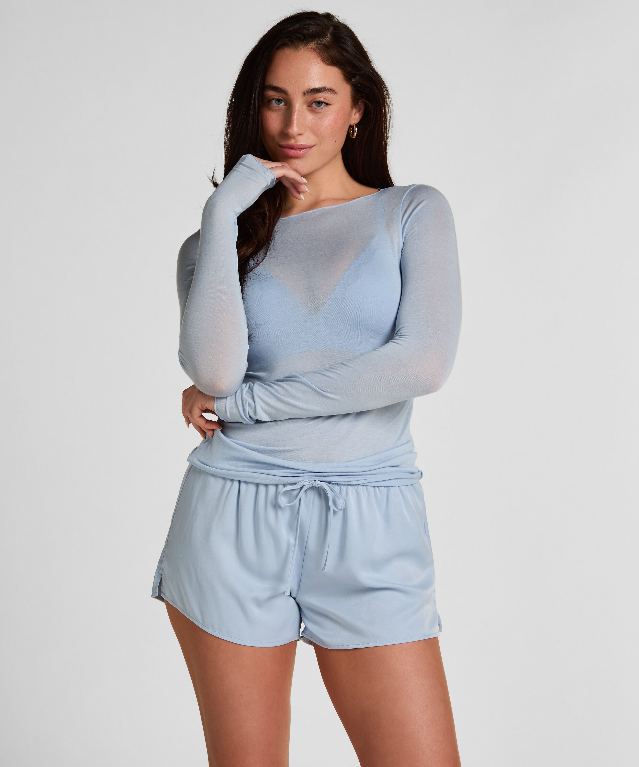 Satin Shorts Ayla, Blauw
