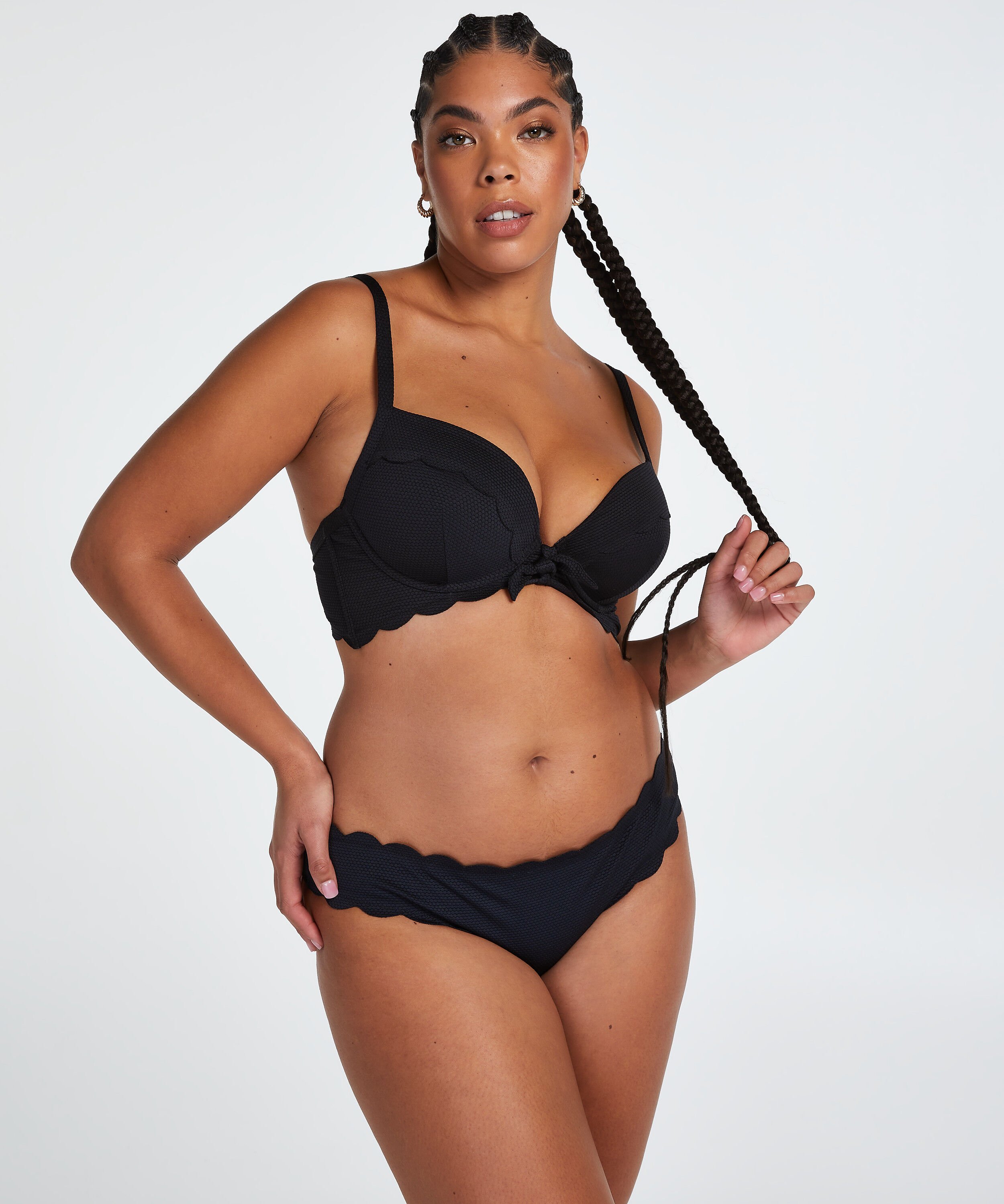 Slip de Bikini Rio Scallop, Noir Slip de Bikini Rio Scallop, Noir