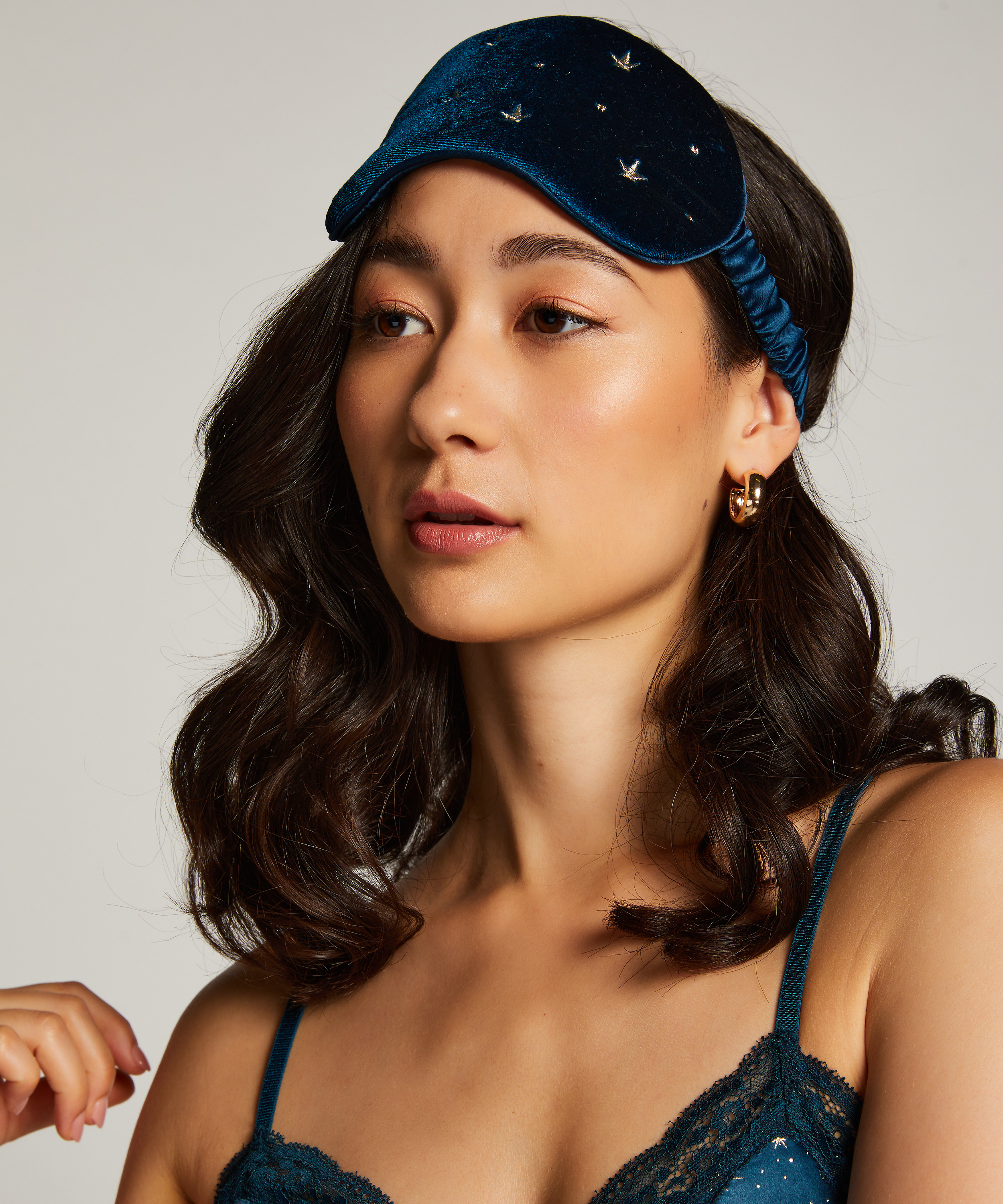 Masque de nuit Velours, Vert, main